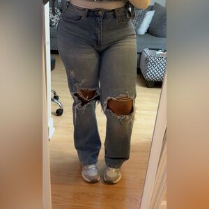Distressed Blue Jeans